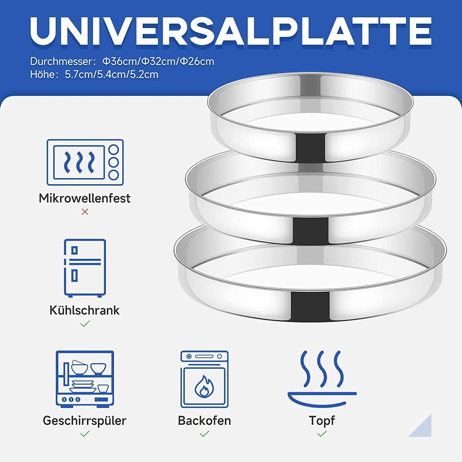 Langlebiges Edelstahl Backblech für Kuchen und Pizza