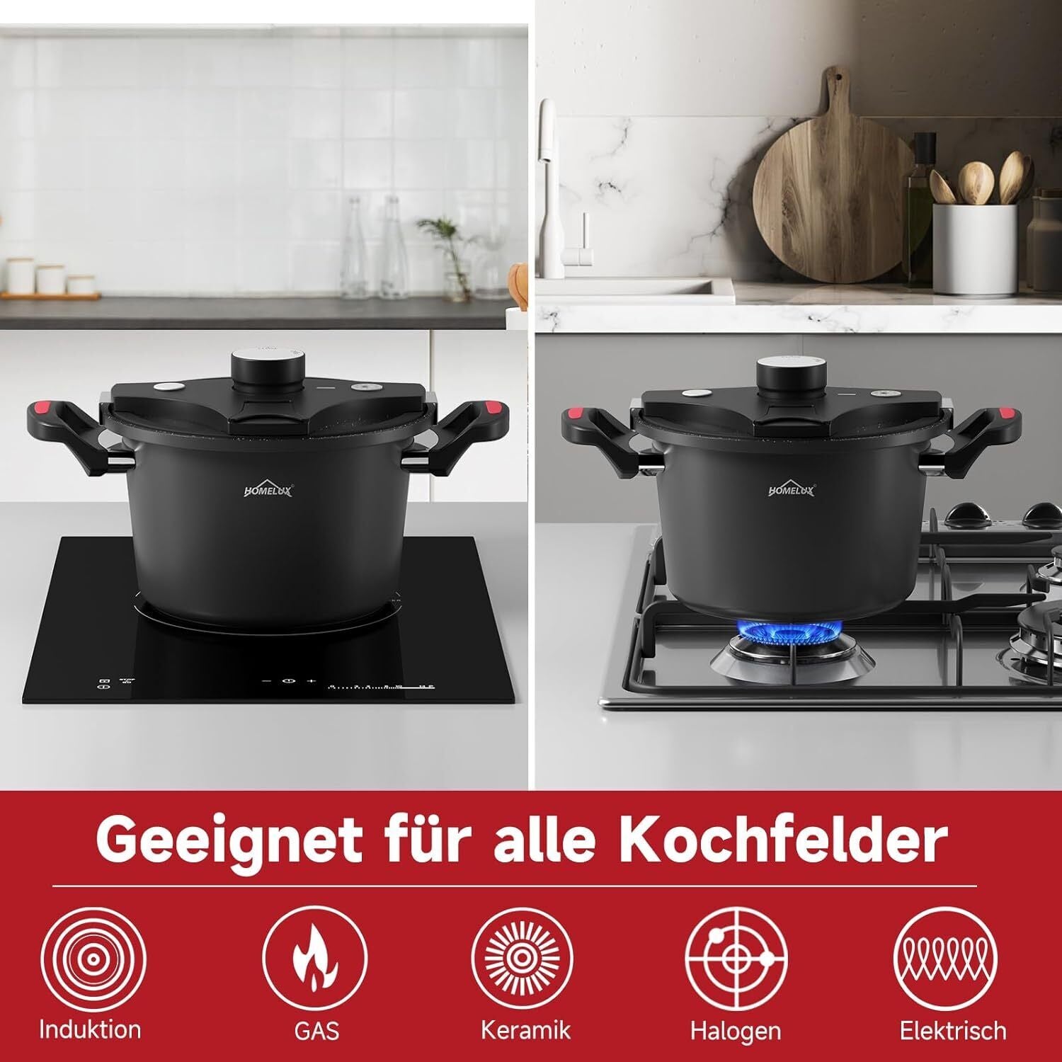 Homelux 5,5L Kochtopf, geeignet für alle Herdarten, inkl. Induktion und Gas