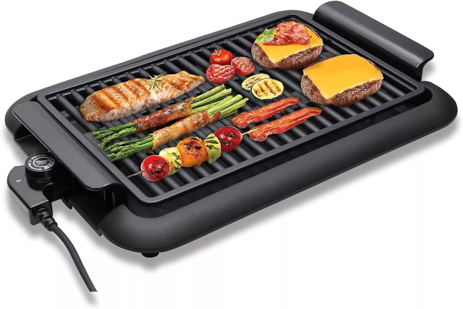 Electric grill 1200W: balcony & portable, smoke-free. BBQ grill 38x25cm fast heating safe cooking constant temperature easy to clean
