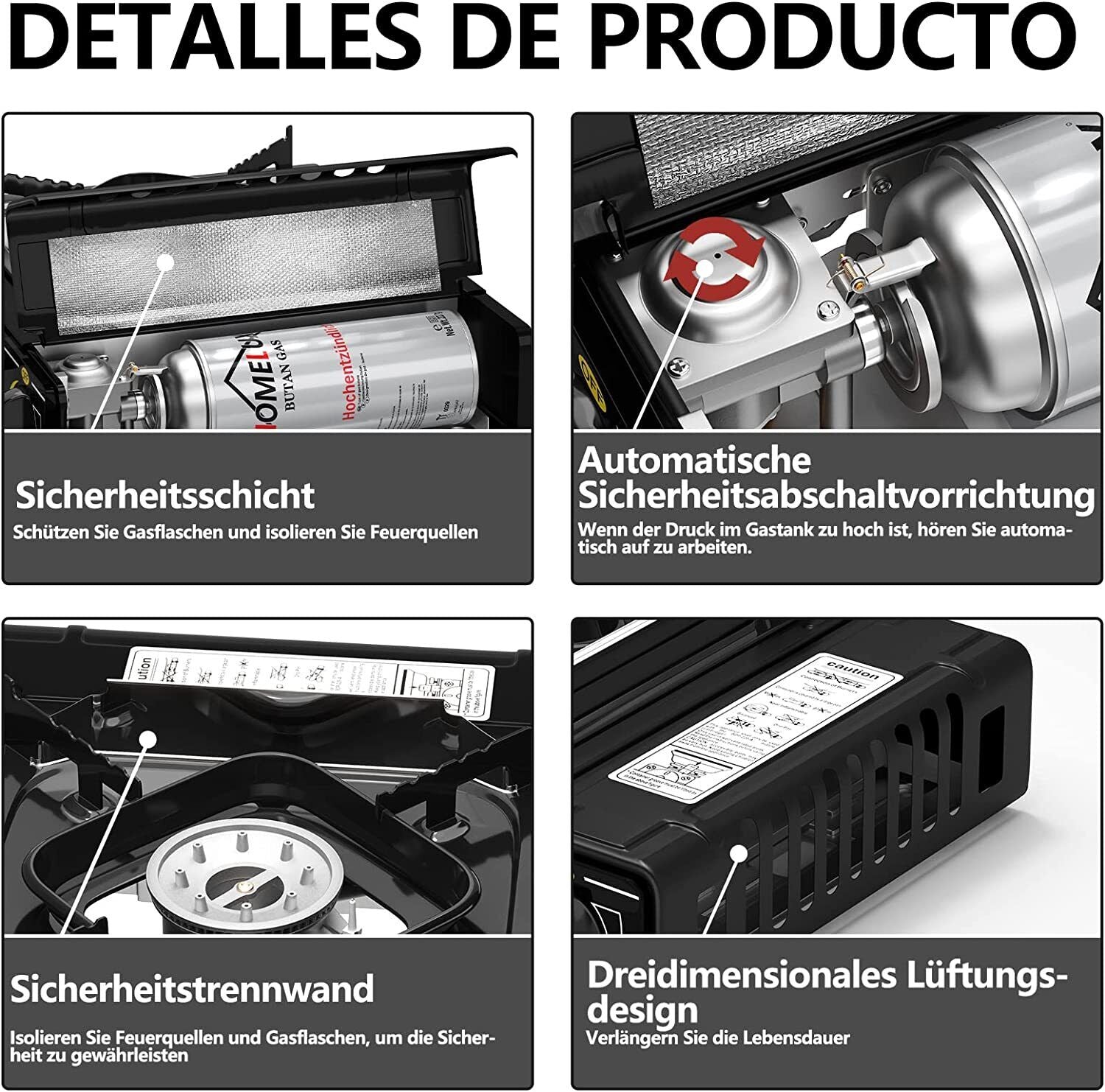 Doppelbrenner Gaskocher mit Messingbrennerkopf für gleichmäßige Flammen