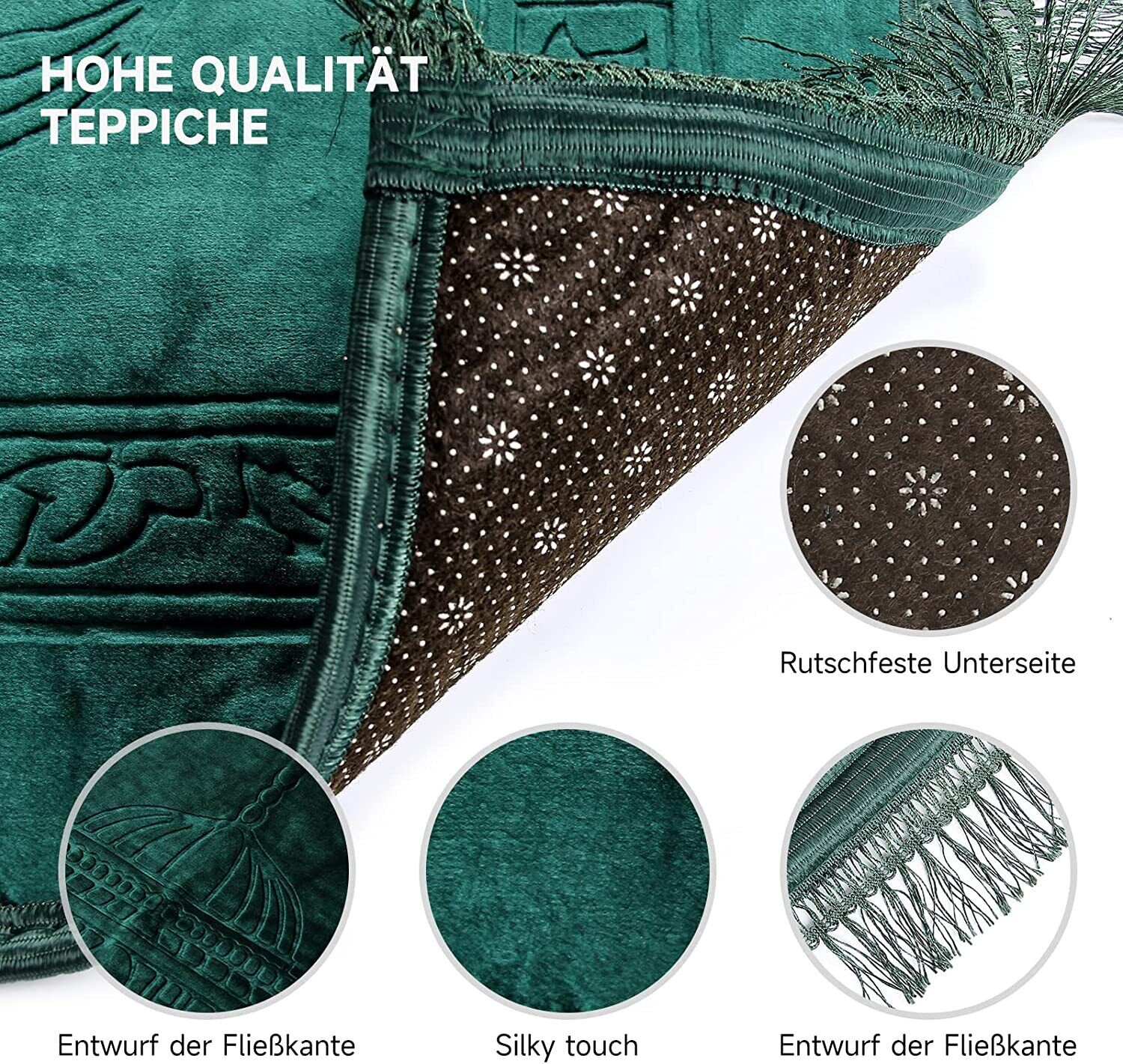 Pflegeleichter Gebetsteppich – Homelux Gebetsteppich mit dekorativen Quasten.
