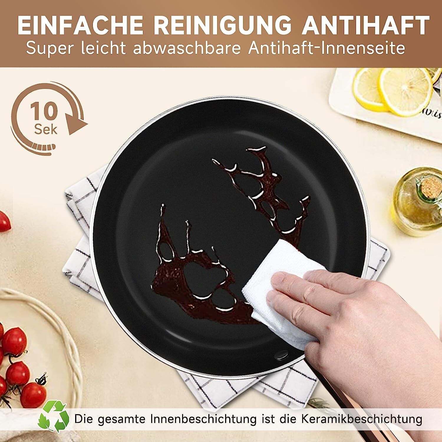 10-teil. Alu-Keramik-Topfset Induktions