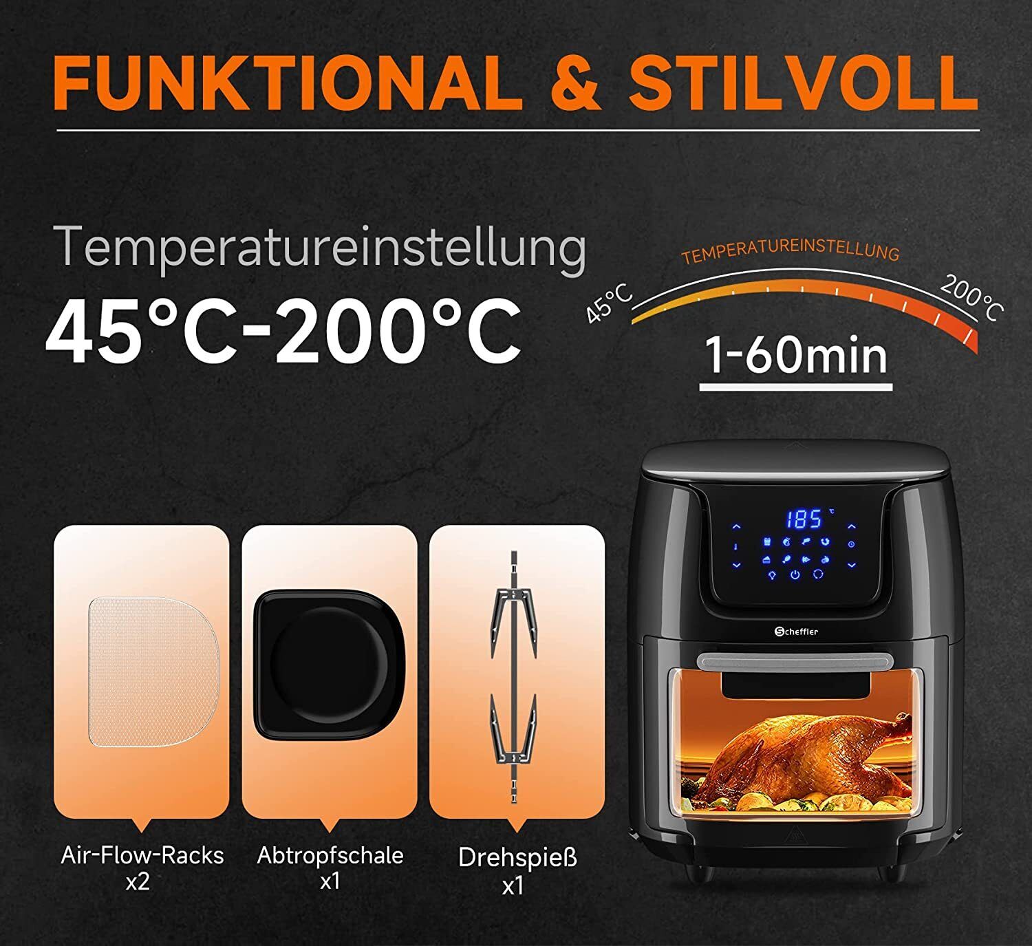 HOMELUX Airfryer - 4-in-1 Funktionalität