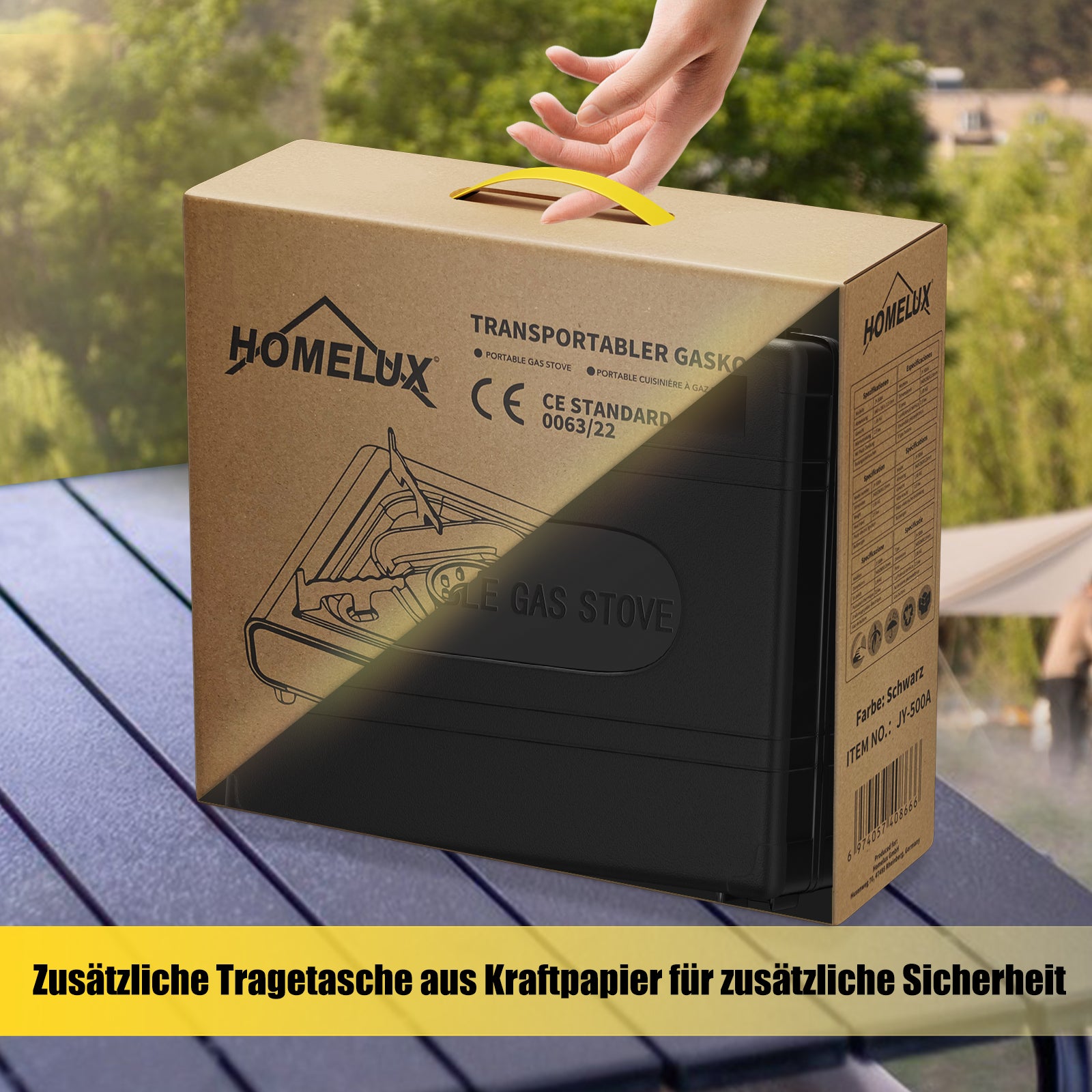 Homelux Butankocher – tragbarer, sicherer Gaskocher mit Messingbrenner für Camping