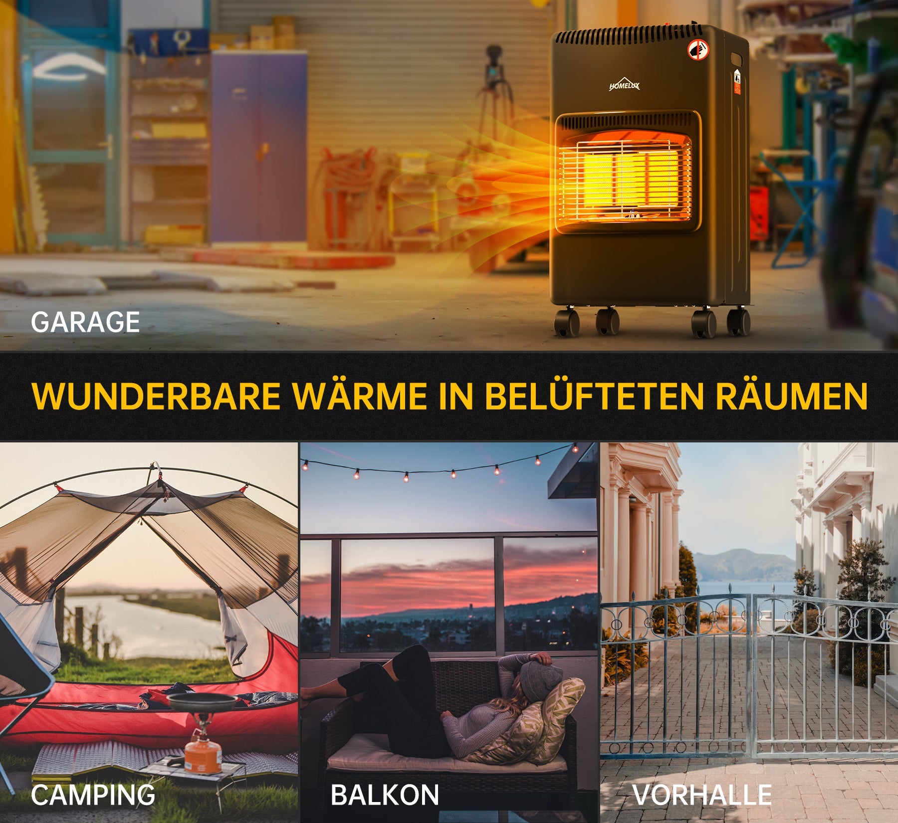 Stilvoller und sicherer HOMELUX Gasheizkamin mit robustem Stahlgehäuse