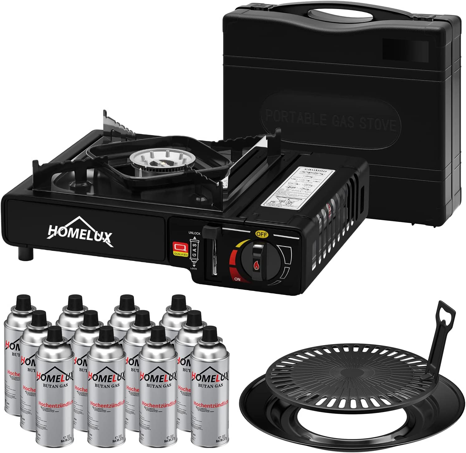 Camping-Gaskocher-Set 2,2 KW, mit Gaskartusche, inkl. Aufbewahrungsbox. Ideal für Outdoor-Kochen