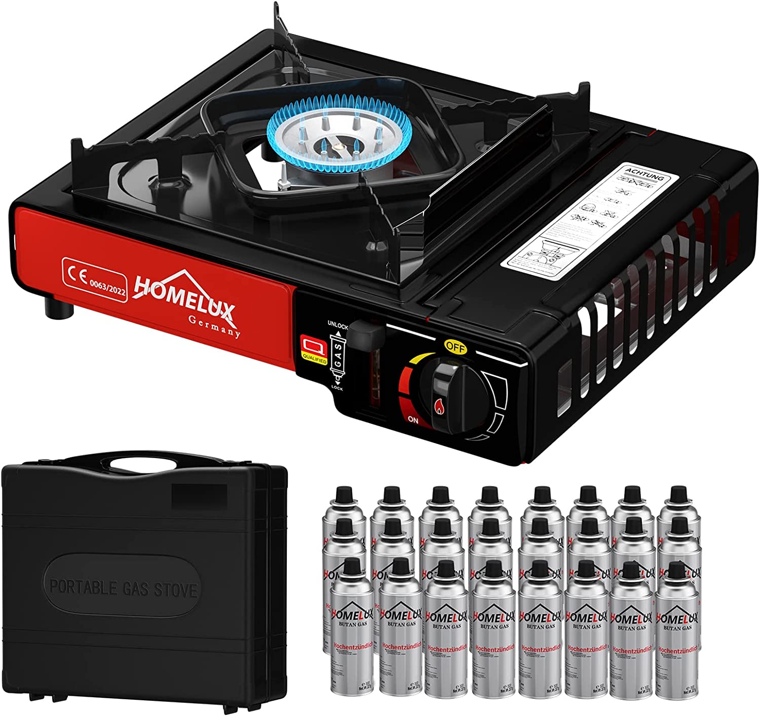 Homelux Campingherd mit Piezozündung – Einfaches Starten ohne Feuerzeug