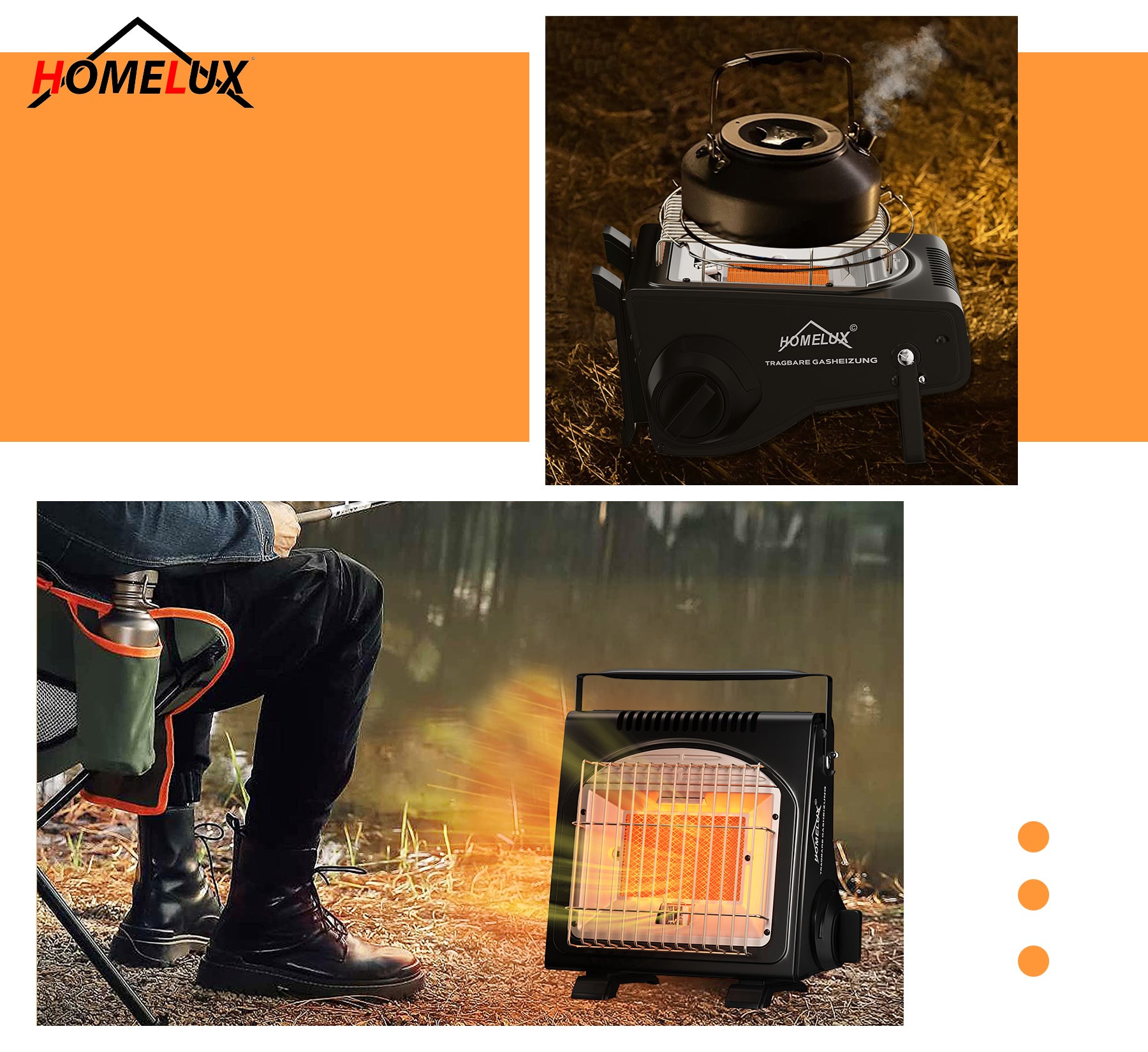 Camping-Gasheizer mit Keramik-Zündstift für schnelle Zündung und sicheren Betrieb.