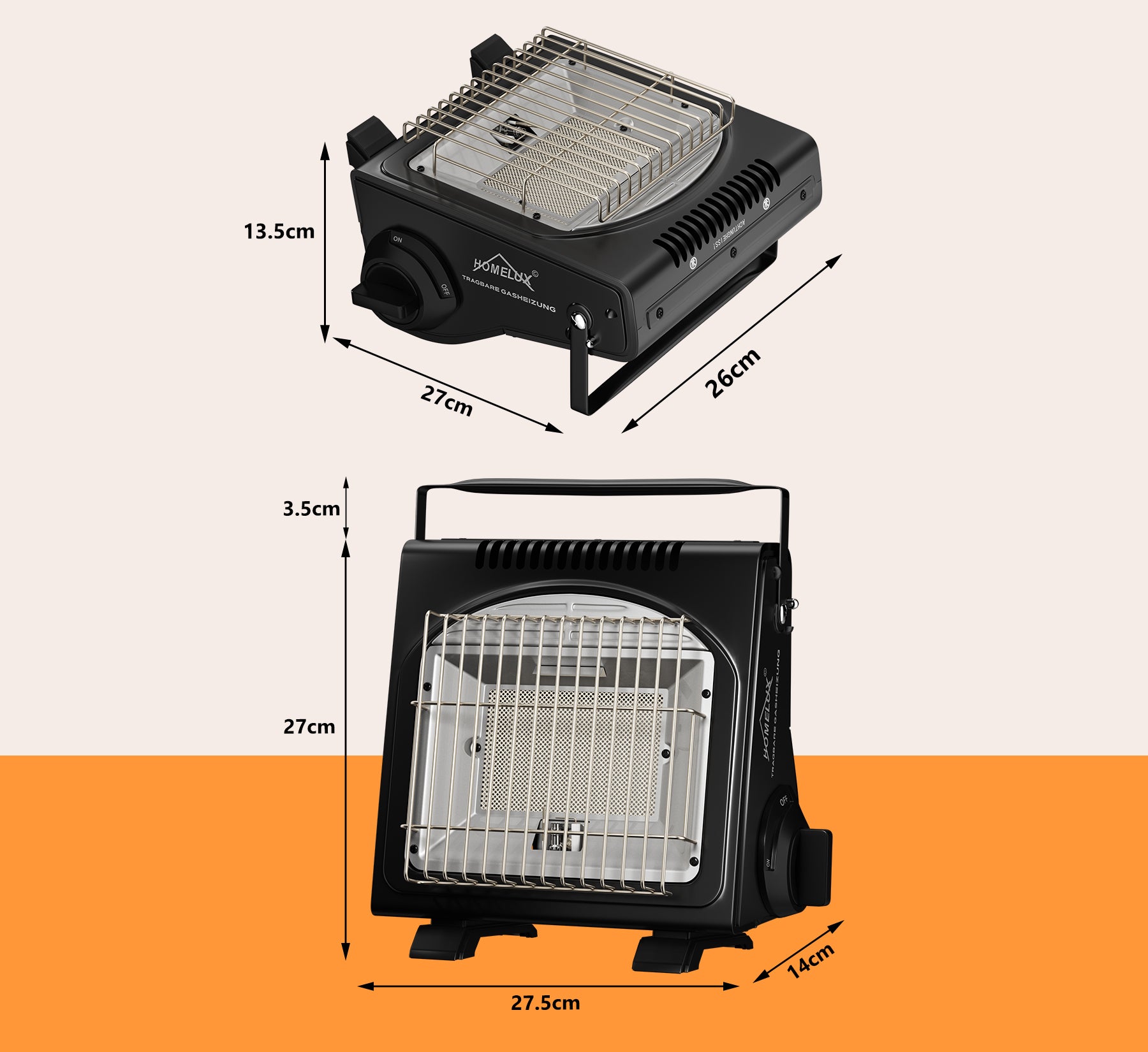Leistungsstarker 1,7 kW Keramikbrenner – Bietet bis zu 3 Stunden Wärme bei jedem Einsatz.