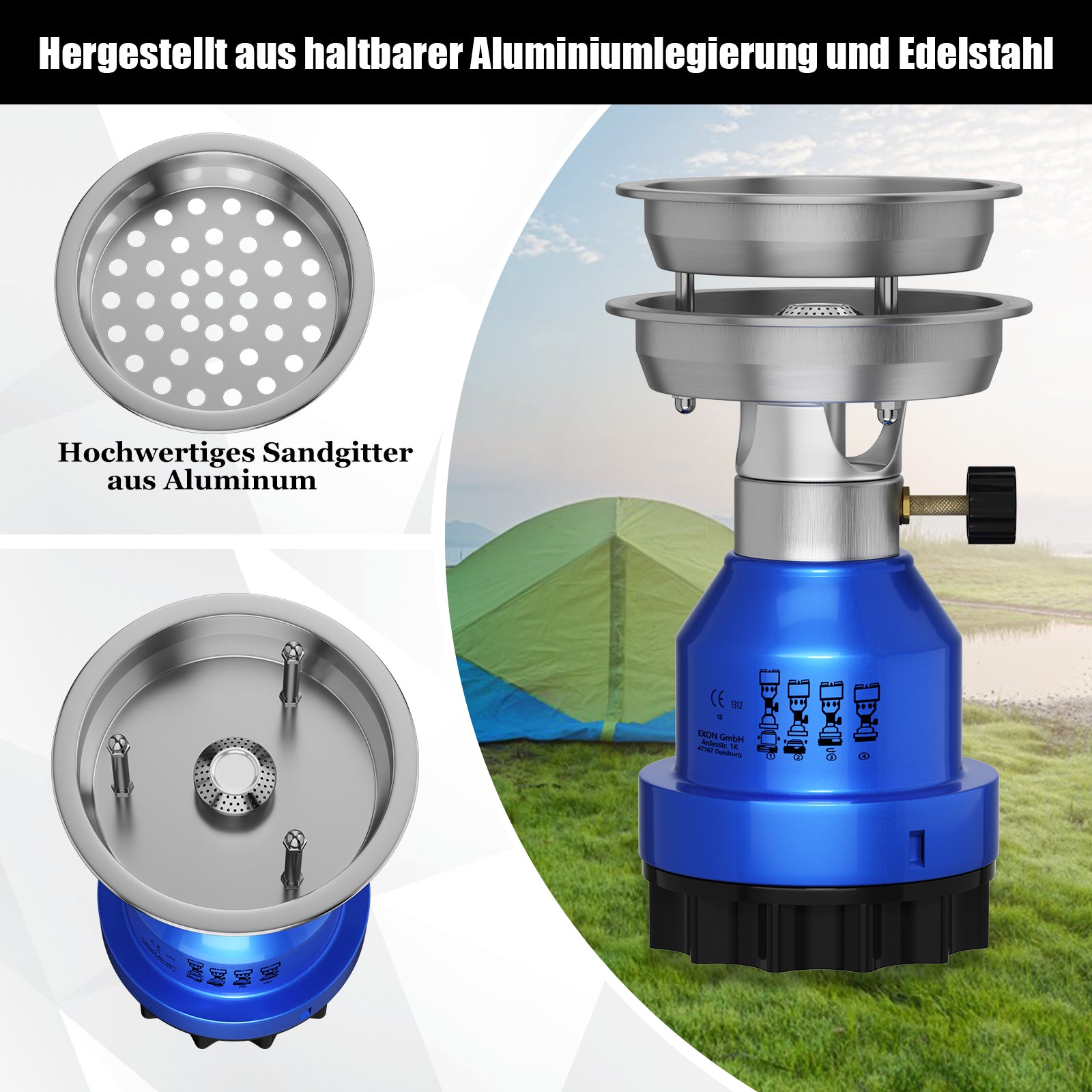 HOMELUX Gaskocher, Campingkocher, Camping Gaskocher, Gaskocher 1-flammig für Outdoor, Freizeit, Wanderung, Picknick Camping