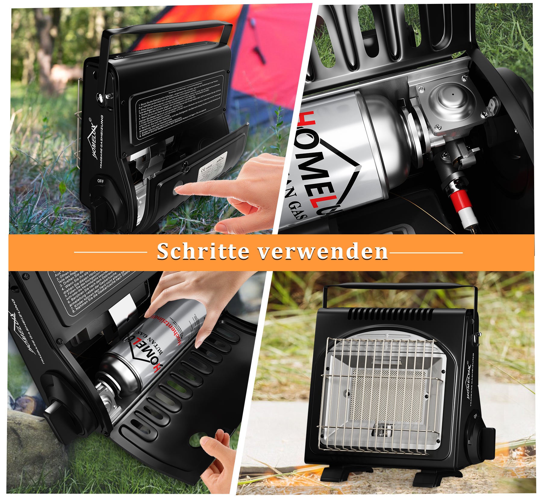 Tragbarer Gasheizer für Outdoor-Ereignisse – Ideal für kalte Tage beim Camping oder Angeln.