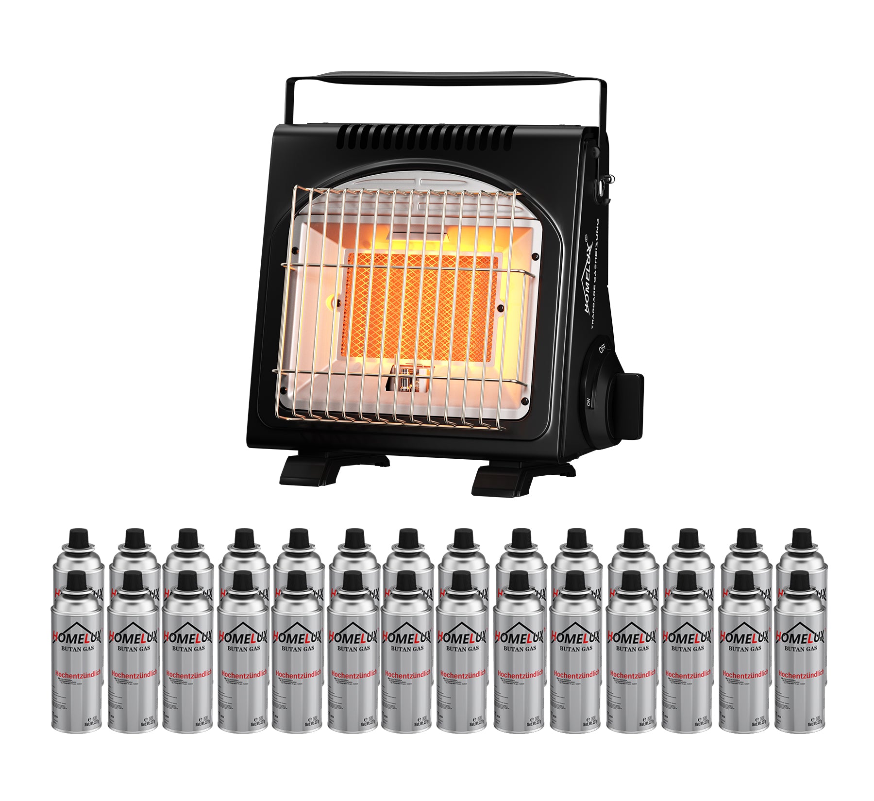 Outdoor-Gasheizer mit energiesammelnder Verbrennungsplatte – Schnell und effizient.