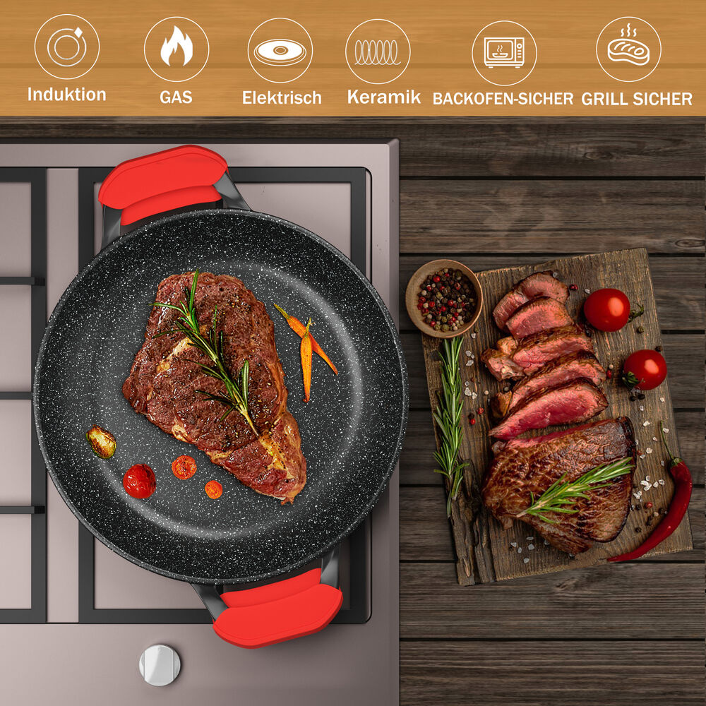 Kratzfeste Bratpfanne mit 2 Griffen für bequemes Kochen und einfache Handhabung