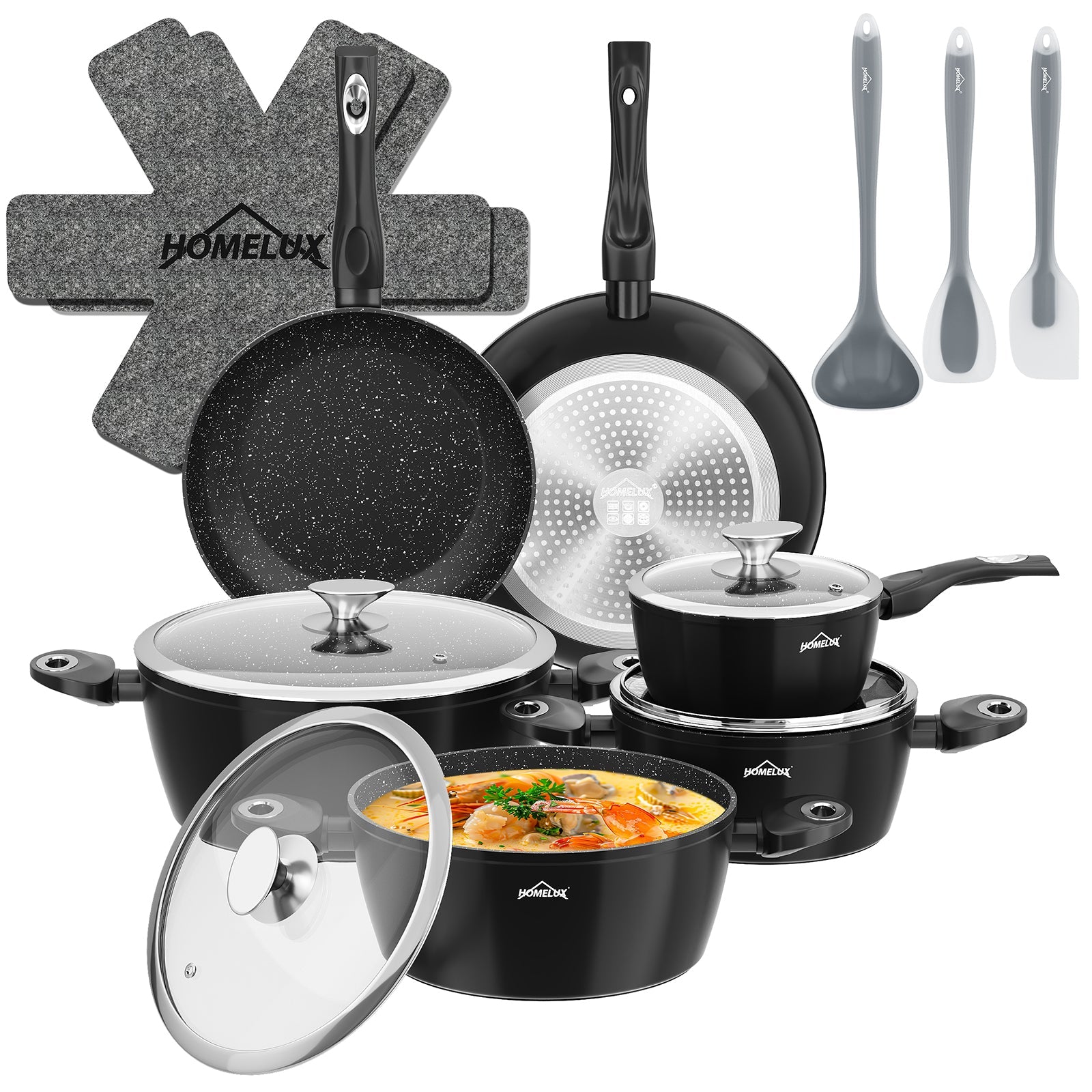 HOMELUX 15-teiliges Topfset Induktion, Antihaft Kochgeschirr-Set