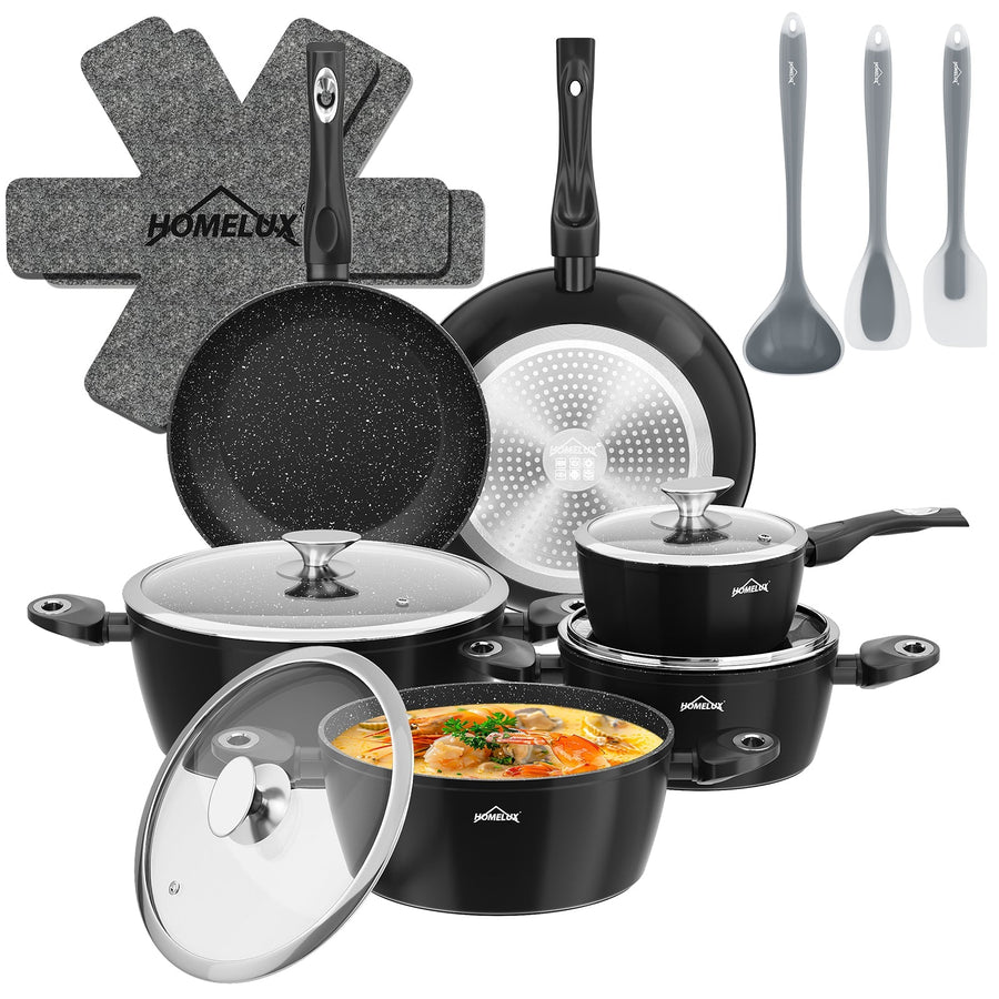 HOMELUX 15-teiliges Topfset Induktion, Antihaft Kochgeschirr-Set