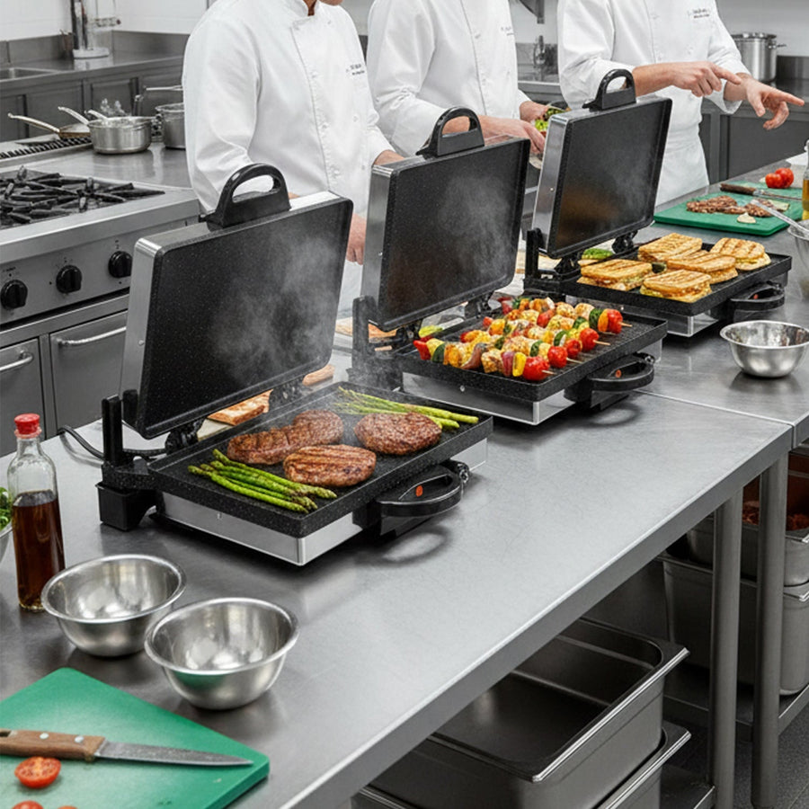 Scheffler 2000W Kontaktgrill: 3-in-1 Multigrill mit 180° Öffnung und stufenloser Höhenverstellung