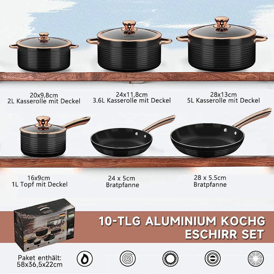 Welcome to the world of modern cooking with the HOMELUX 10-piece induction pot set! 