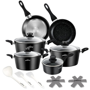 15pc pot set induction pots set non-stick coated aluminum cooking pot set Homelux pots set 