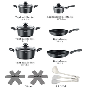 15pc pot set induction pots set non-stick coated aluminum cooking pot set Homelux pots set 