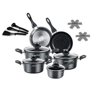 15pc pot set induction pots set non-stick coated aluminum cooking pot set Homelux pots set 