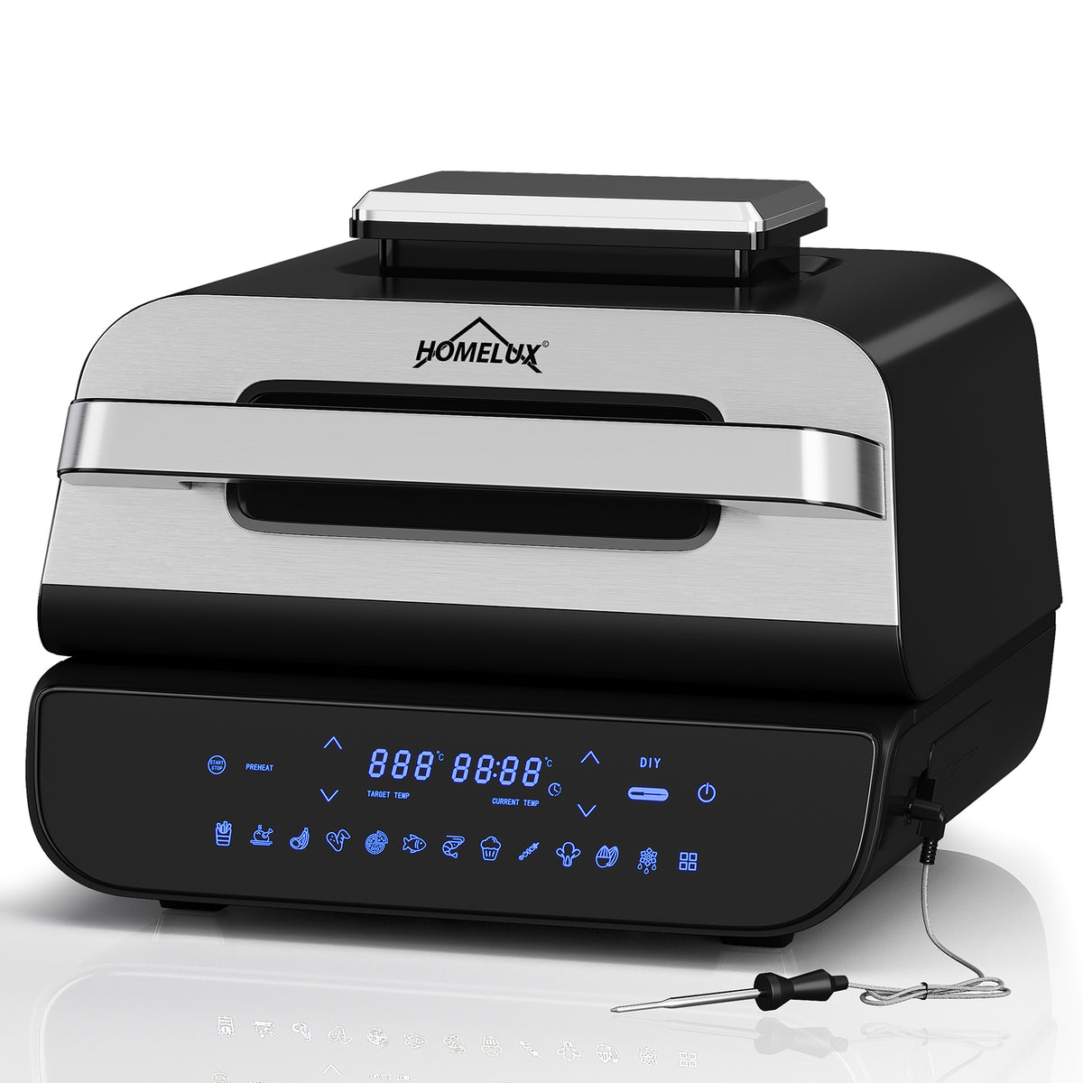 HOMELUX Fritteuse, 6-in-1, Kontaktgrill, Digital, Touch-Regler, 230°C, 1700W