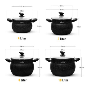 Homelux Kochtöpfe Set, Induktion, Antihaft, Spülmaschine, Glasdeckel, 20cm/4L, 24cm/8L, 28cm/12.5L