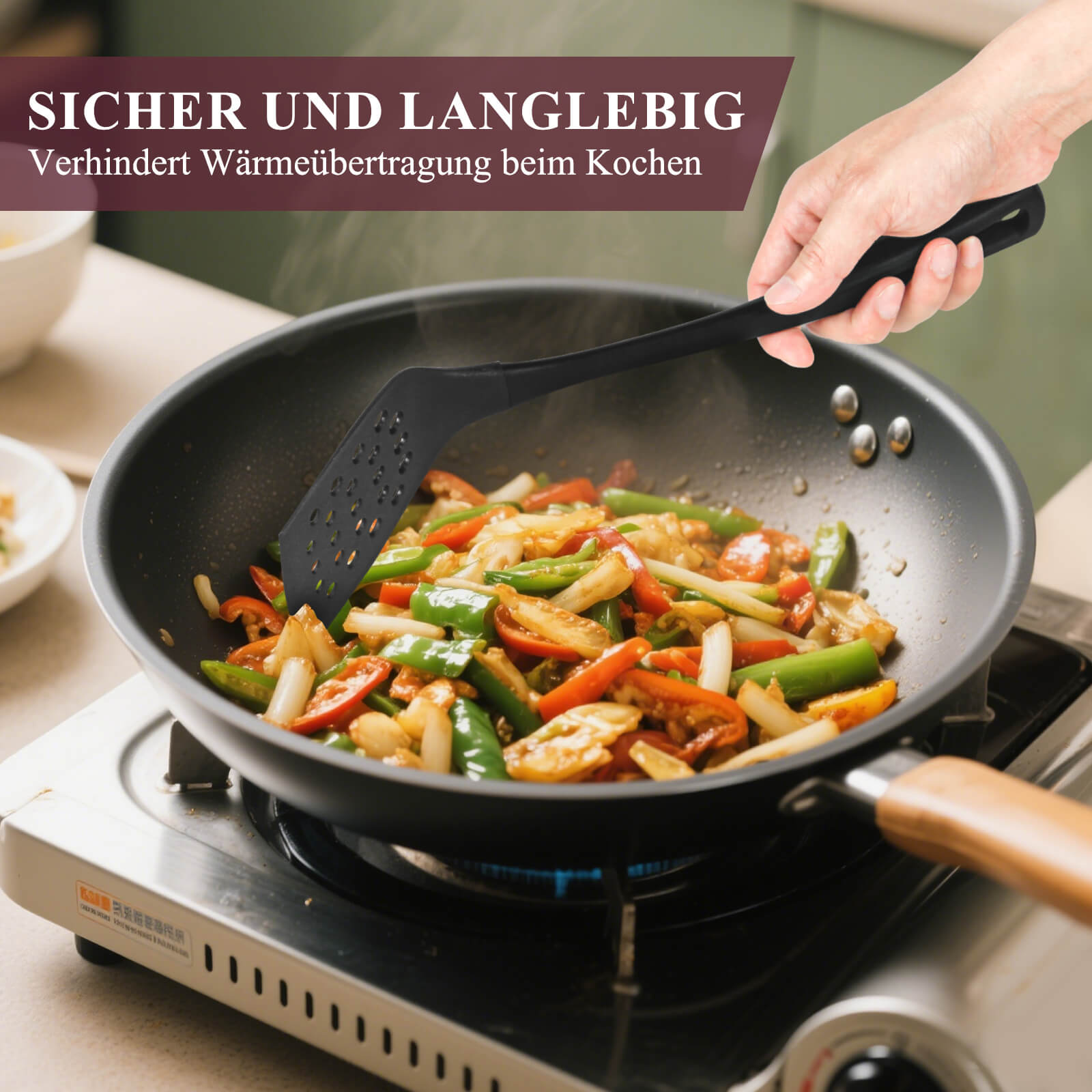 7-teiliges Küchenhelfer Set Hitzebeständige & BPA-freie Kochutensilien mit Ständer für jede Küche