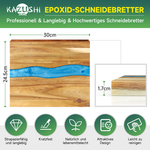 Schneidebrett 30x25 cm – Natürliches Bambus-Epoxy-Schneidebrett für Stil und Funktionalität