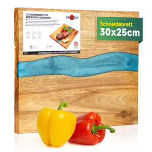 Schneidebrett 30x25 cm – Natürliches Bambus-Epoxy-Schneidebrett für Stil und Funktionalität