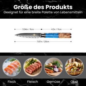 3,5-Zoll-Kochmesser aus Hochkohlenstoffstahl Superscharfes Schälmesser mit ergonomischem Griff für präzises Schälen und Schneiden