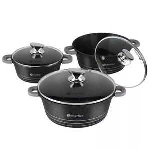 Scheffler Topfset mit Glasdeckel Kochtopf Set Induktions Töpfe Set, 2.2L/24cm,4L/28cm,6L,Töpfe Set, mit Antihaftbeschichtung