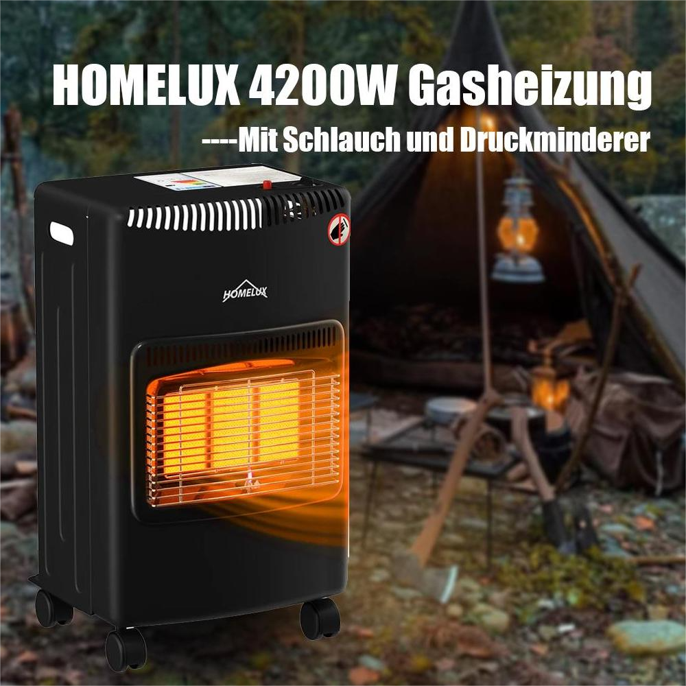 4200W Heizlüfter Heizstrahler Gasheizung für Innenräume, Schlauch und