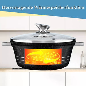 Scheffler Topfset mit Glasdeckel Kochtopf Set Induktions Töpfe Set, 2.2L/24cm,4L/28cm,6L,Töpfe Set, mit Antihaftbeschichtung