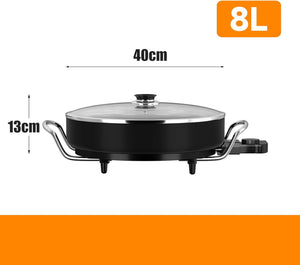 Electric pan: 5 temperature settings, pizza pan, multifunctional pan with non-stick coating and lid 