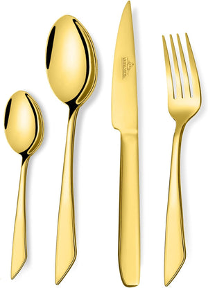 Cutlery set, 18/10 stainless steel, shiny, 24 pieces. For 6 people, dishwasher safe. High-quality and durable cutlery 