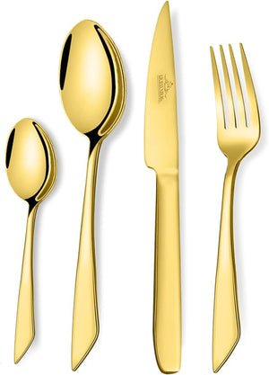 Cutlery set, 18/10 stainless steel, shiny, 24 pieces. For 6 people, dishwasher safe. High-quality and durable cutlery 