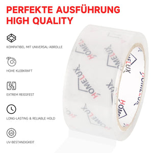 HOMELUX Transparent Parcel Tape Low Noise, 66m long, 50mm wide, ideal for parcel shipping &amp; shipping boxes 