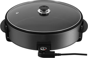 Electric pan: 5 temperature settings, pizza pan, multifunctional pan with non-stick coating and lid 