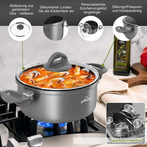Pot set, HOMELUX pot set induction 7 pieces, induction pots set, cooking pot set, suitable for induction 