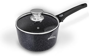 Homelux induction milk pan small cooking pot with pouring spout, saucepan, removable handle. Aluminium, non-stick coating