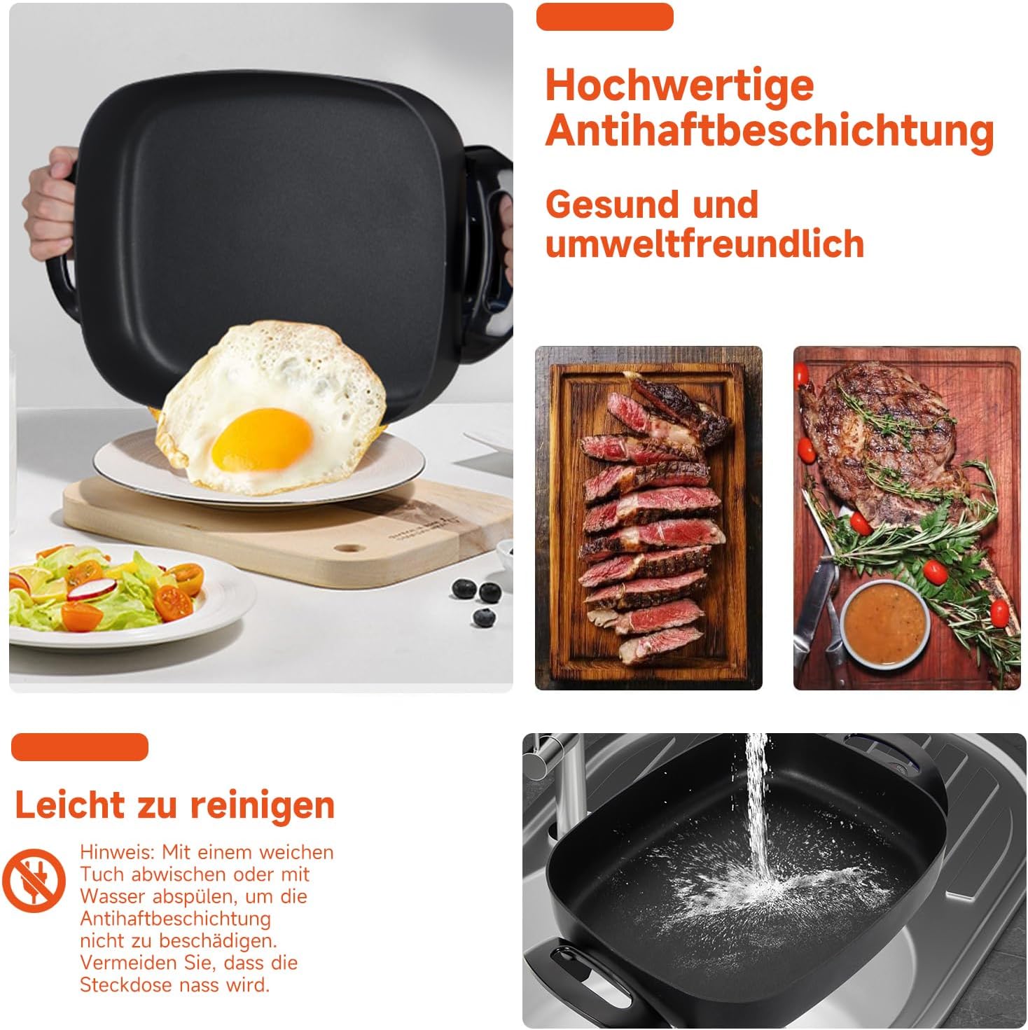 HOMELUX Elektropfanne mit Cold-Touch-Griff – Für sicheres Kochen ohne Verbrennungsgefahr
