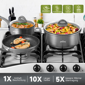 Pot set, HOMELUX pot set induction 7 pieces, induction pots set, cooking pot set, suitable for induction 