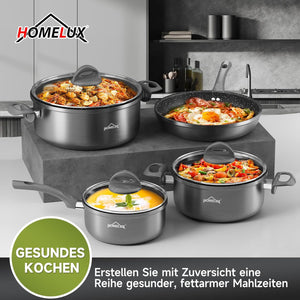 Pot set, HOMELUX pot set induction 7 pieces, induction pots set, cooking pot set, suitable for induction 