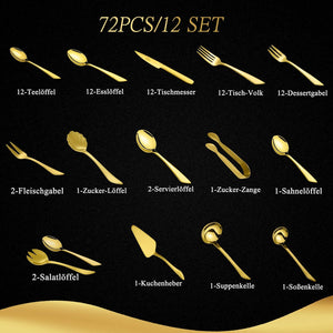 72-piece cutlery set made of shiny 18/10 stainless steel for 12 people. Dishwasher safe &amp; durable. Perfect for every occasion 