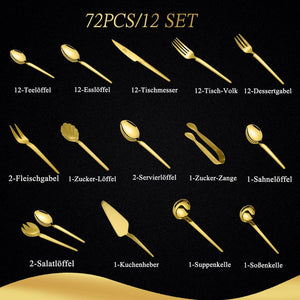 72-piece cutlery set made of shiny 18/10 stainless steel for 12 people. Dishwasher safe &amp; durable. Perfect for every occasion 