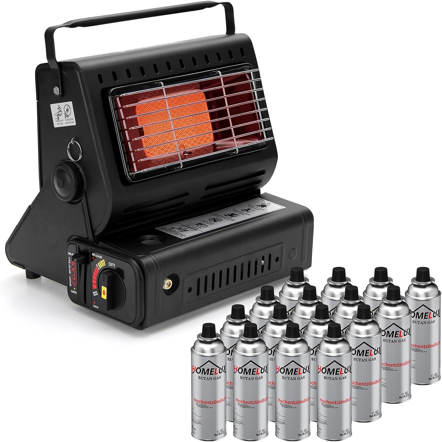 HOMELUX 1.3KW gas heater for indoor and outdoor use camping heater h