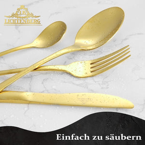 Cutlery set, 18/10 stainless steel, shiny, 24 pieces. For 6 people, dishwasher safe. High-quality and durable cutlery 