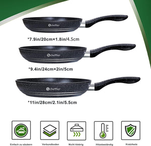 3-piece pan set, pan 20/24/28 cm, frying pan, pans induction 