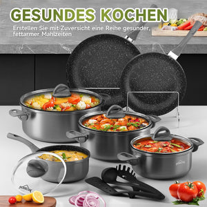 Pot set, HOMELUX pot set induction 7 pieces, induction pots set, cooking pot set, suitable for induction 