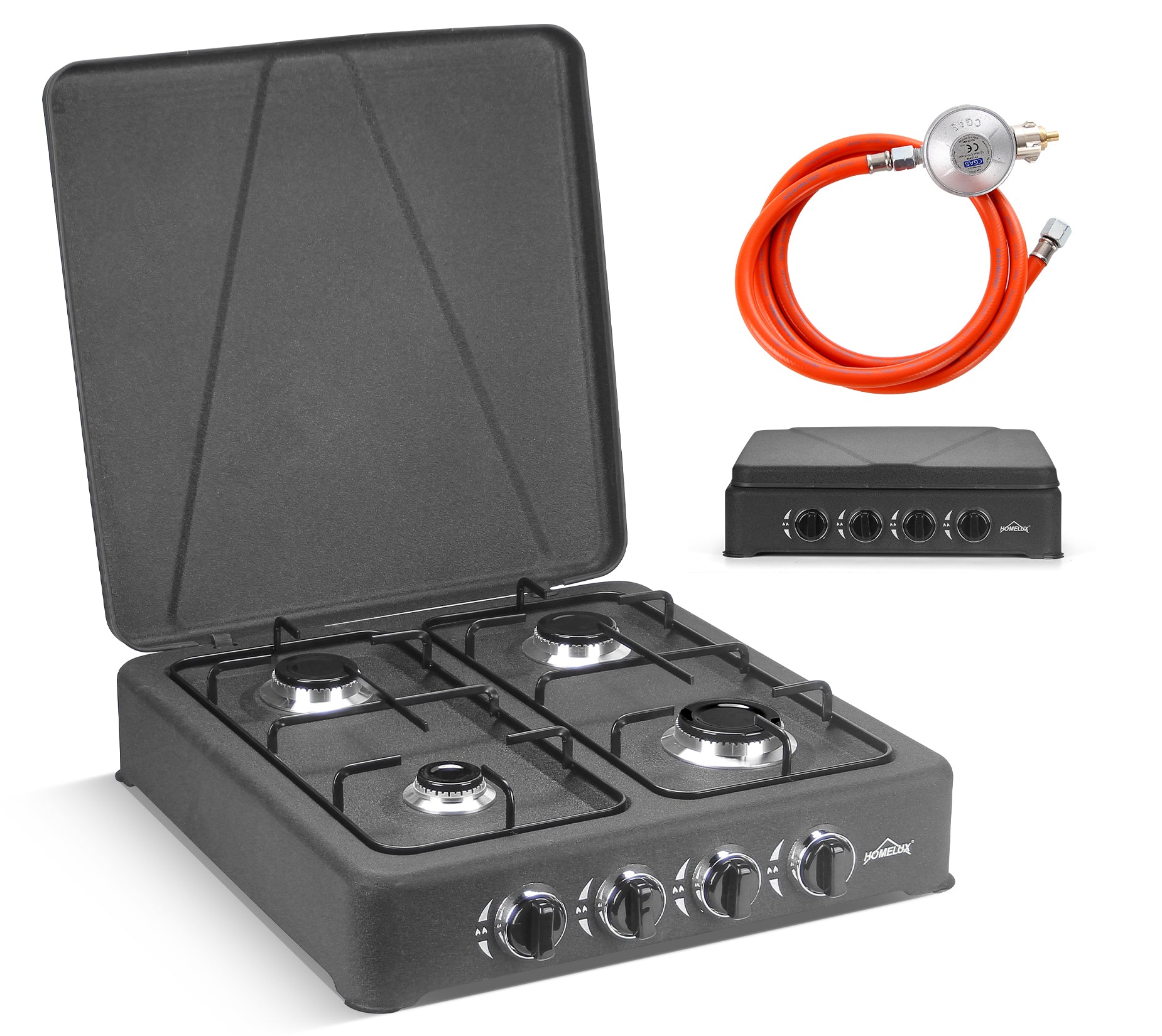 HOMELUX 6.2 KW gas cooker, 4 burner camping cooker hob cooker with lid stove gas outdoor